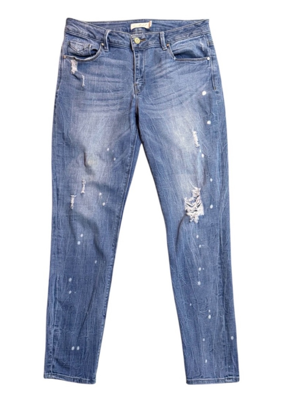 Anthropologie Unpublished Distressed Denim Blue Jeans with Splatter Detail 27